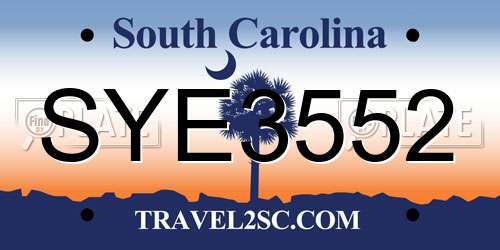 SYE3552 South Carolina License Plate