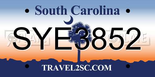 SYE3852 South Carolina License Plate