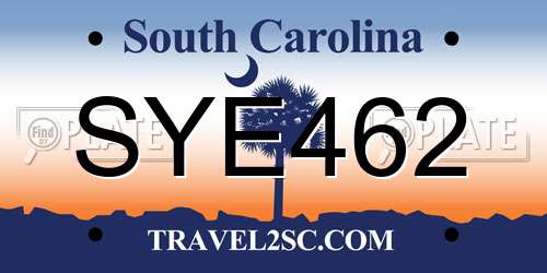 SYE462 South Carolina License Plate
