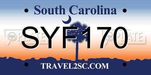 SYF170 South Carolina License Plate