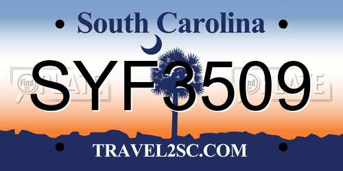 SYF3509 South Carolina License Plate