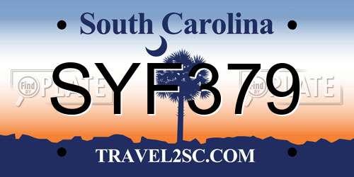 SYF379 South Carolina License Plate