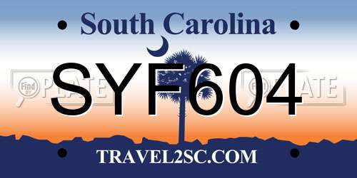 SYF604 South Carolina License Plate