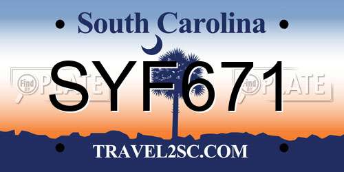SYF671 South Carolina License Plate