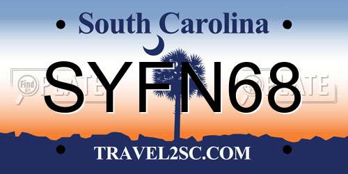 SYFN68 South Carolina License Plate