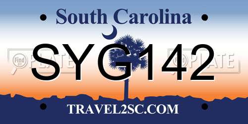 SYG142 South Carolina License Plate