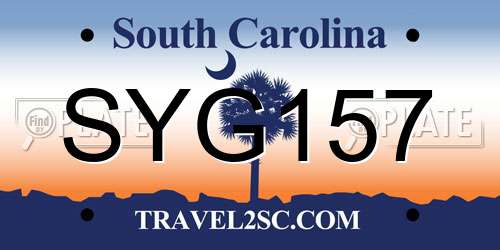 SYG157 South Carolina License Plate