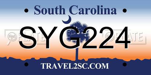 SYG224 South Carolina License Plate