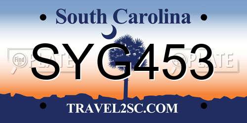 SYG453 South Carolina License Plate