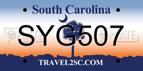 SYG507 South Carolina License Plate