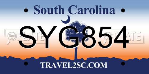 SYG854 South Carolina License Plate