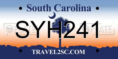 SYH241 South Carolina License Plate