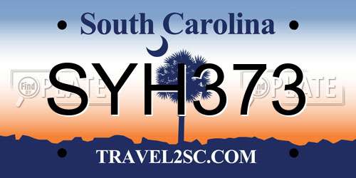 SYH373 South Carolina License Plate