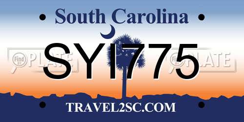 SYI775 South Carolina License Plate