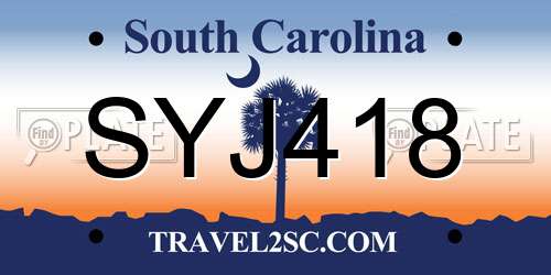SYJ418 South Carolina License Plate