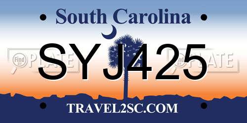 SYJ425 South Carolina License Plate