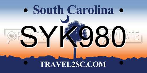SYK980 South Carolina License Plate