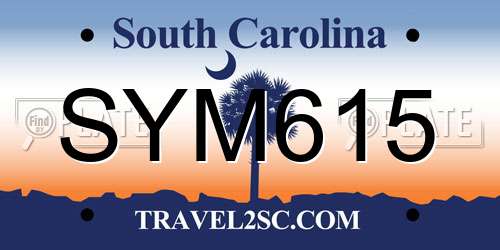 SYM615 South Carolina License Plate