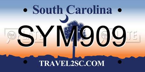 SYM909 South Carolina License Plate
