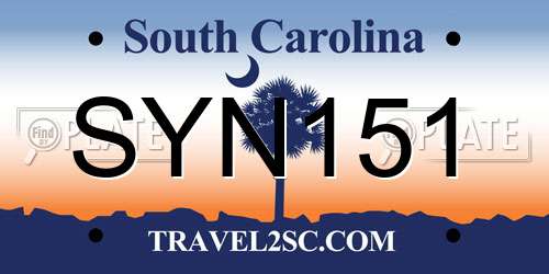 SYN151 South Carolina License Plate