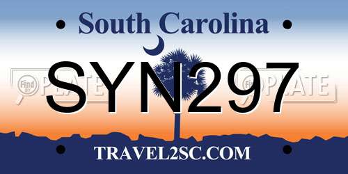 SYN297 South Carolina License Plate