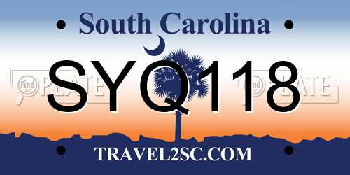 SYQ118 South Carolina License Plate