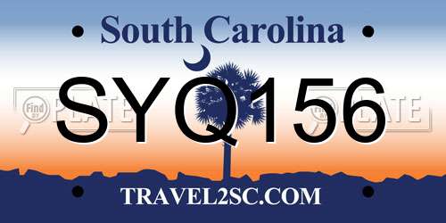 SYQ156 South Carolina License Plate