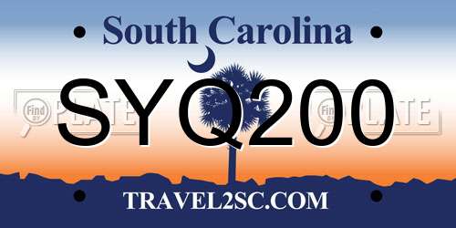 SYQ200 South Carolina License Plate