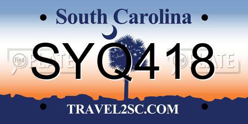 SYQ418 South Carolina License Plate