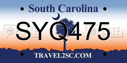 SYQ475 South Carolina License Plate
