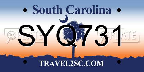 SYQ731 South Carolina License Plate