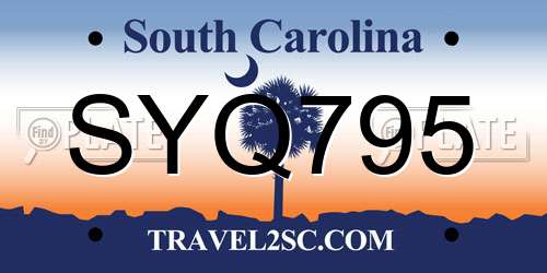 SYQ795 South Carolina License Plate