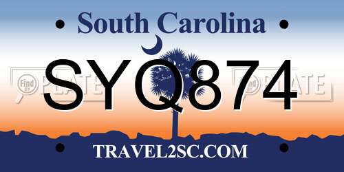 SYQ874 South Carolina License Plate