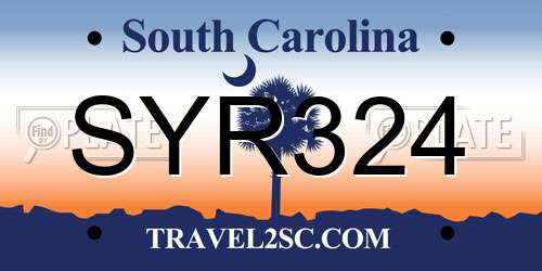 SYR324 South Carolina License Plate