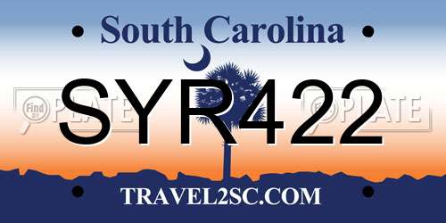 SYR422 South Carolina License Plate