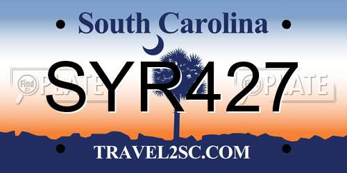 SYR427 South Carolina License Plate