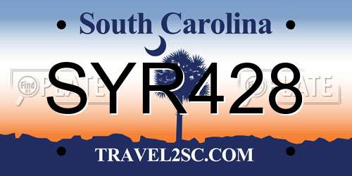 SYR428 South Carolina License Plate