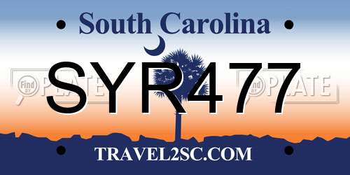 SYR477 South Carolina License Plate