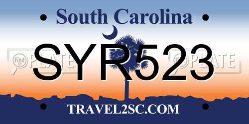 SYR523 South Carolina License Plate