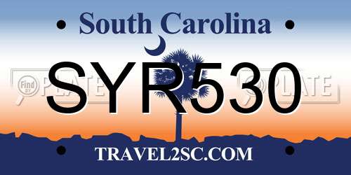 SYR530 South Carolina License Plate
