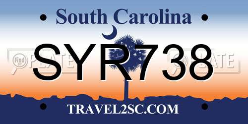 SYR738 South Carolina License Plate