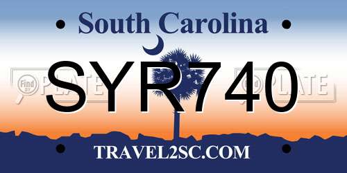 SYR740 South Carolina License Plate