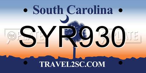 SYR930 South Carolina License Plate