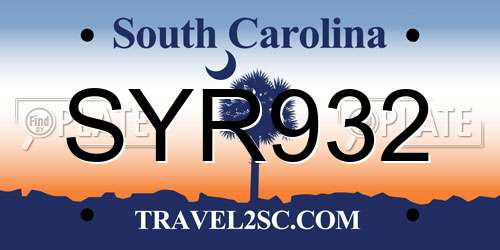 SYR932 South Carolina License Plate