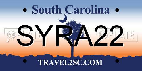 SYRA22 South Carolina License Plate