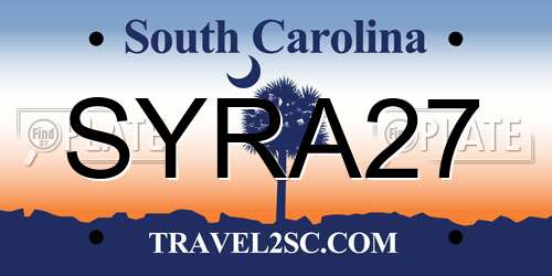 SYRA27 South Carolina License Plate