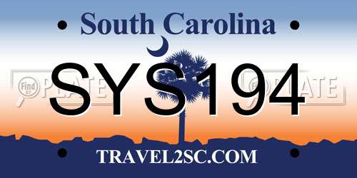 SYS194 South Carolina License Plate