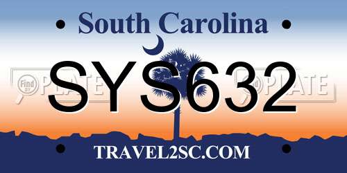 SYS632 South Carolina License Plate