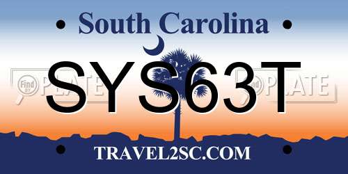 SYS63T South Carolina License Plate
