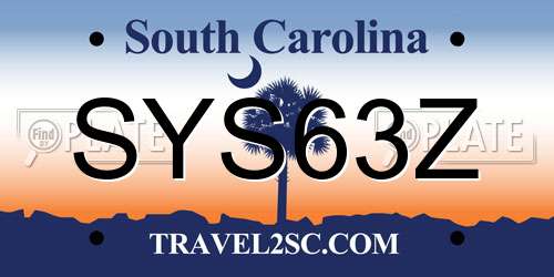 SYS63Z South Carolina License Plate